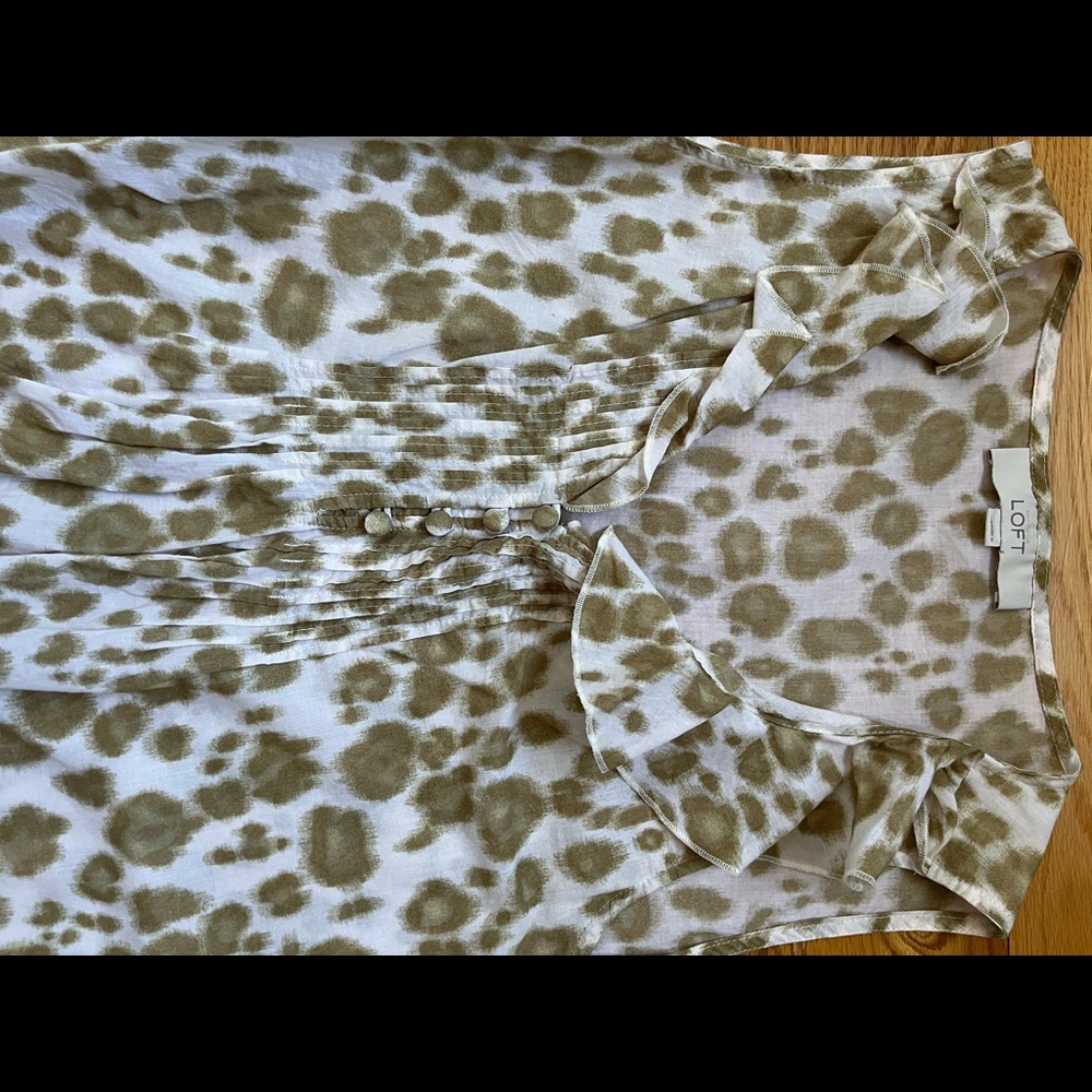 Loft leopard print tank with ruffle detail